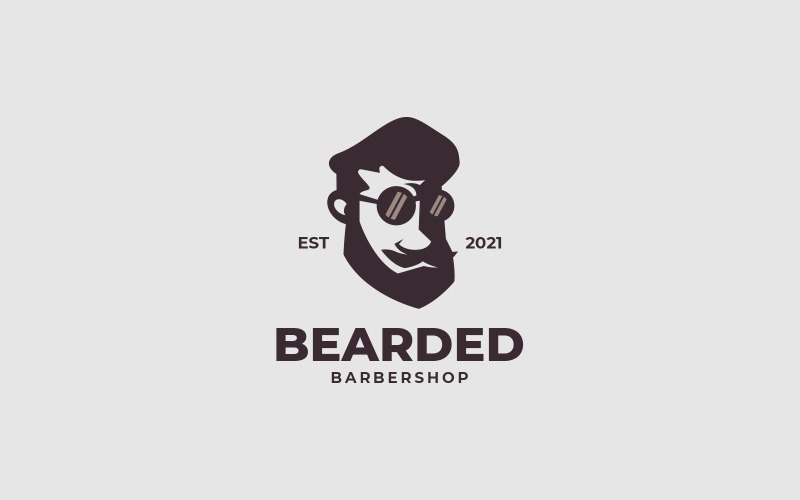 Man Bearded Silhouette Logo Logo Template