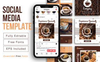 Restaurant And Cafe social media post template et