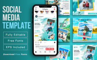 Travel And Adventure Social Media Posts Or Banner Design Collection Template