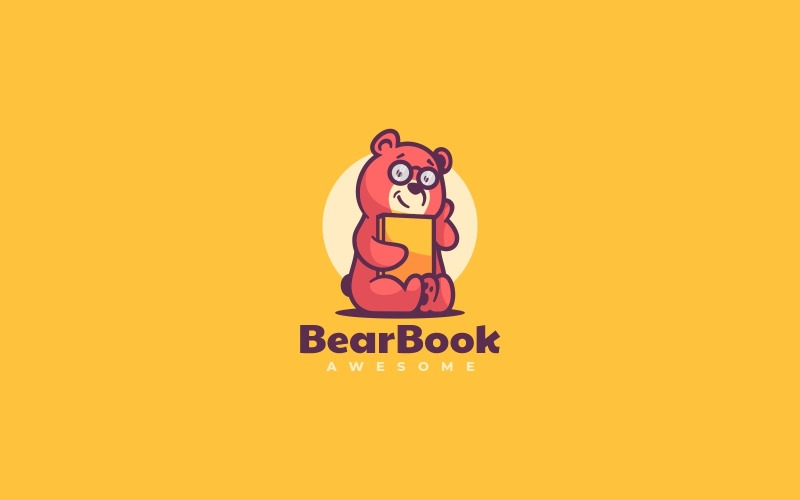 Bear Book Mascot Cartoon Logo Logo Template