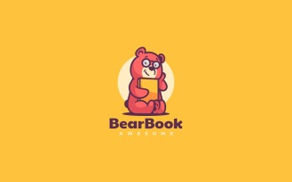 Bear Book Mascot Cartoon Logo