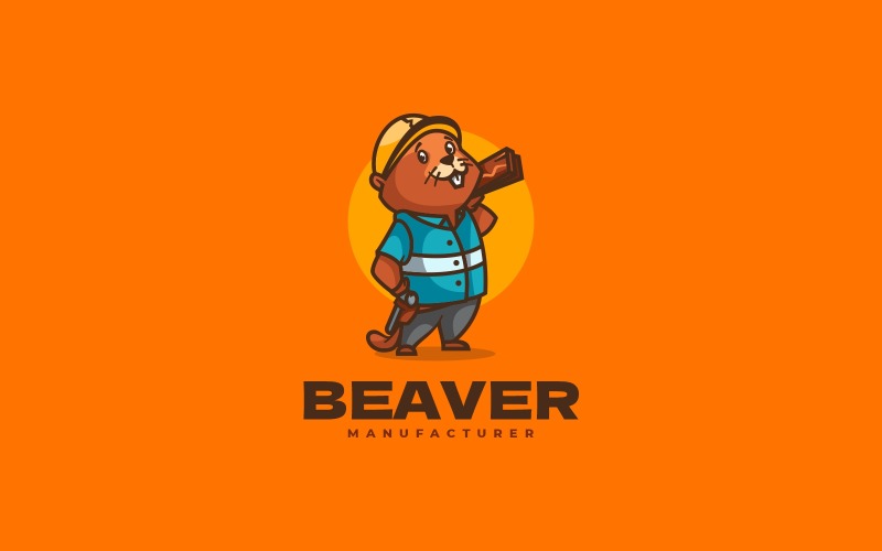 Beaver Cartoon Logo Style Logo Template