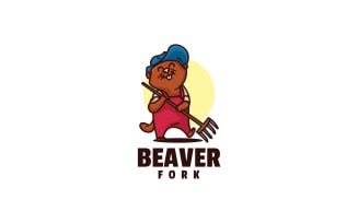 Beaver Fork Cartoon Logo Style