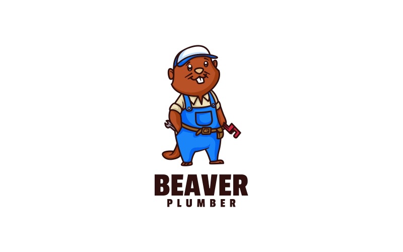 Beaver Plumber Simple Mascot Logo Logo Template