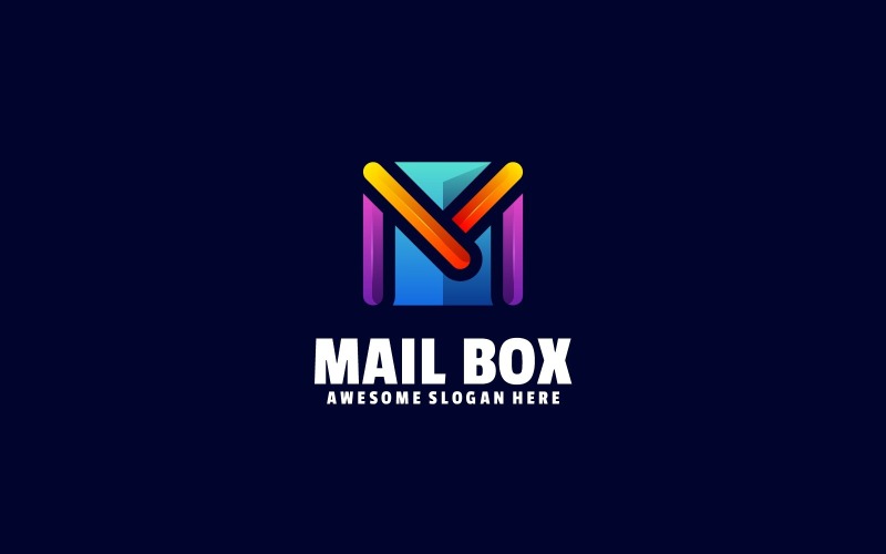 Mail Box Gradient Logo Style Logo Template