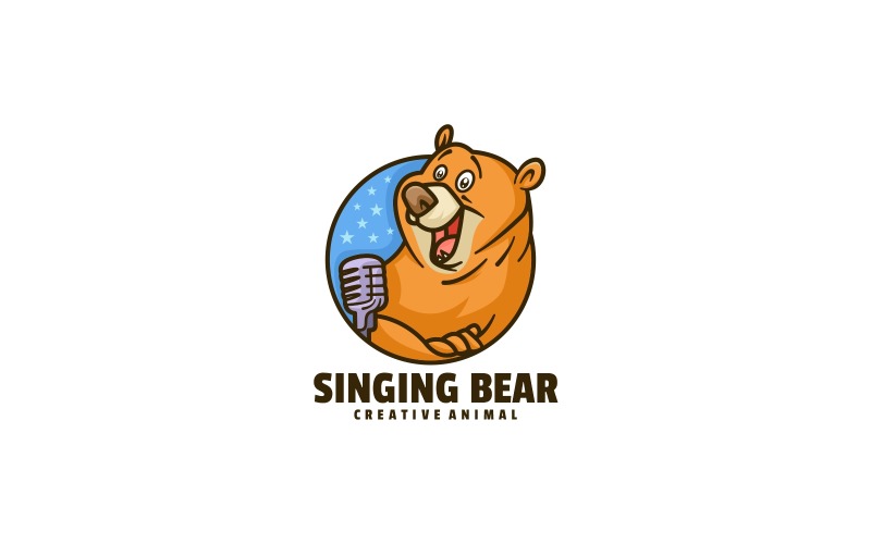 Singing Bear Cartoon Logo Logo Template