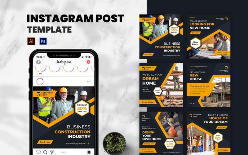 Business Construction Instagram Post Social Media