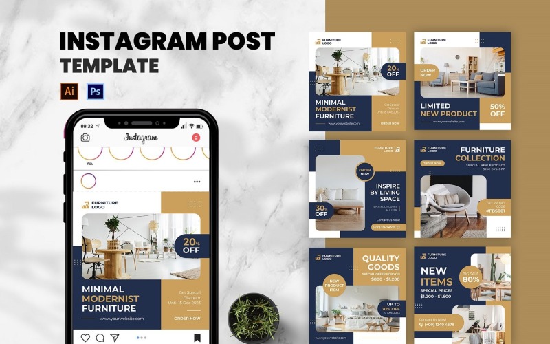 Furniture Sale Instagram Post Template Social Media