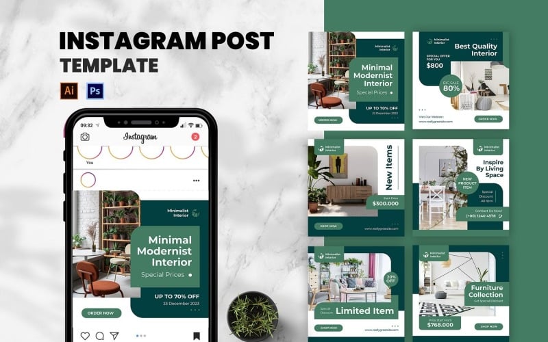 Interior Instagram Post Template Social Media