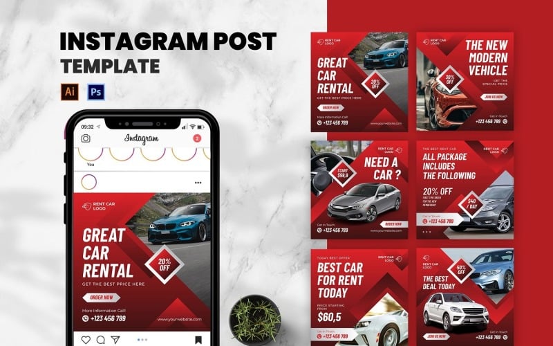 Rent Car Instagram Post Template Social Media