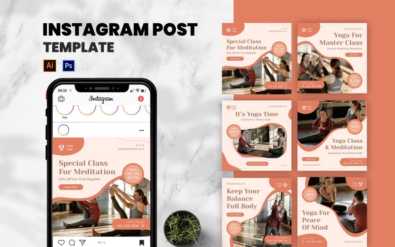 Yoga Time Instagram Post Template Social Media