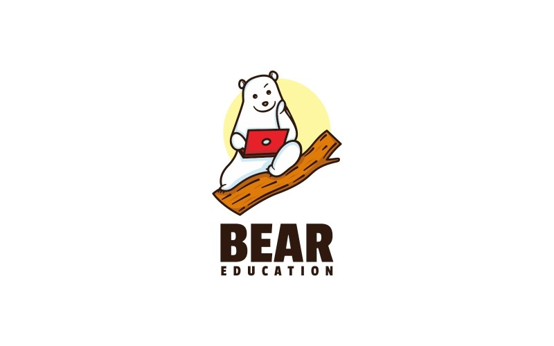 Bear Education Simple Mascot Logo Logo Template