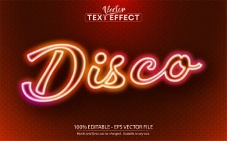Disco - Neon Style, Editable Text Effect, Font Style, Graphics Illustration
