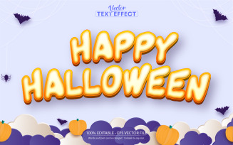 Happy Halloween - Cartoon Style, Editable Text Effect, Font Style, Graphics Illustration