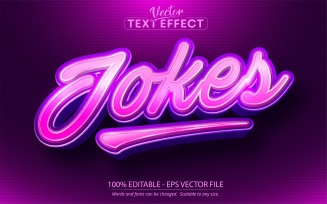 Jokes - Purple Cartoon Style, Editable Text Effect, Font Style, Graphics Illustration