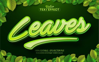 Leaves - Green Color Style, Editable Text Effect, Font Style, Graphics Illustration