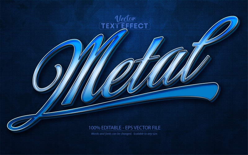Metal - Metallic Caligraphic Style, Editable Text Effect, Font Style, Graphics Illustration