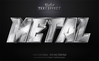 Metal - Metallic Silver Style, Editable Text Effect, Font Style, Graphics Illustration