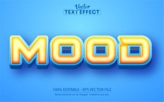 Mood - Blue Cartoon Style, Editable Text Effect, Font Style, Graphics Illustration