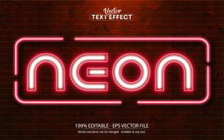 Neon - Red Color Neon Style, Editable Text Effect, Font Style, Graphics Illustration