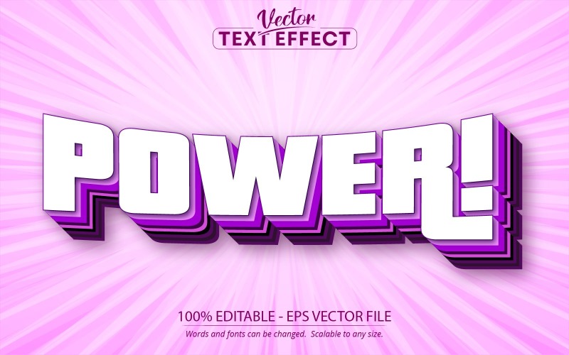 Power - Cartoon Style, Editable Text Effect, Font Style, Graphics Illustration