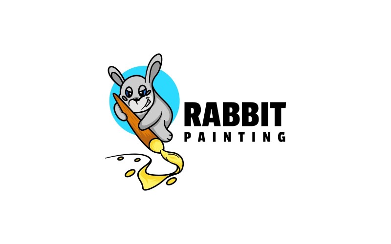 Rabbit Painting Simple Mascot Logo Logo Template