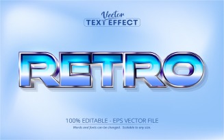 Retro - Blue Silver Color Style, Editable Text Effect, Font Style, Graphics Illustration