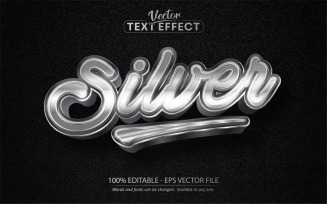 Silver - Metallic Style, Editable Text Effect, Font Style, Graphics Illustration