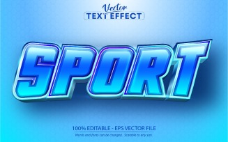 Sport - Blue Cartoon Style, Editable Text Effect, Font Style, Graphics Illustration