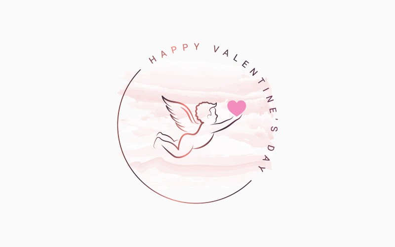 Valentines Day Round Logo With Cupid Corporate Identity