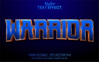 Warrior - Blue And Gold Style, Editable Text Effect, Font Style, Graphics Illustration