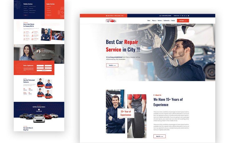 Carex Car Repair One Page HTML Template Landing Page Template