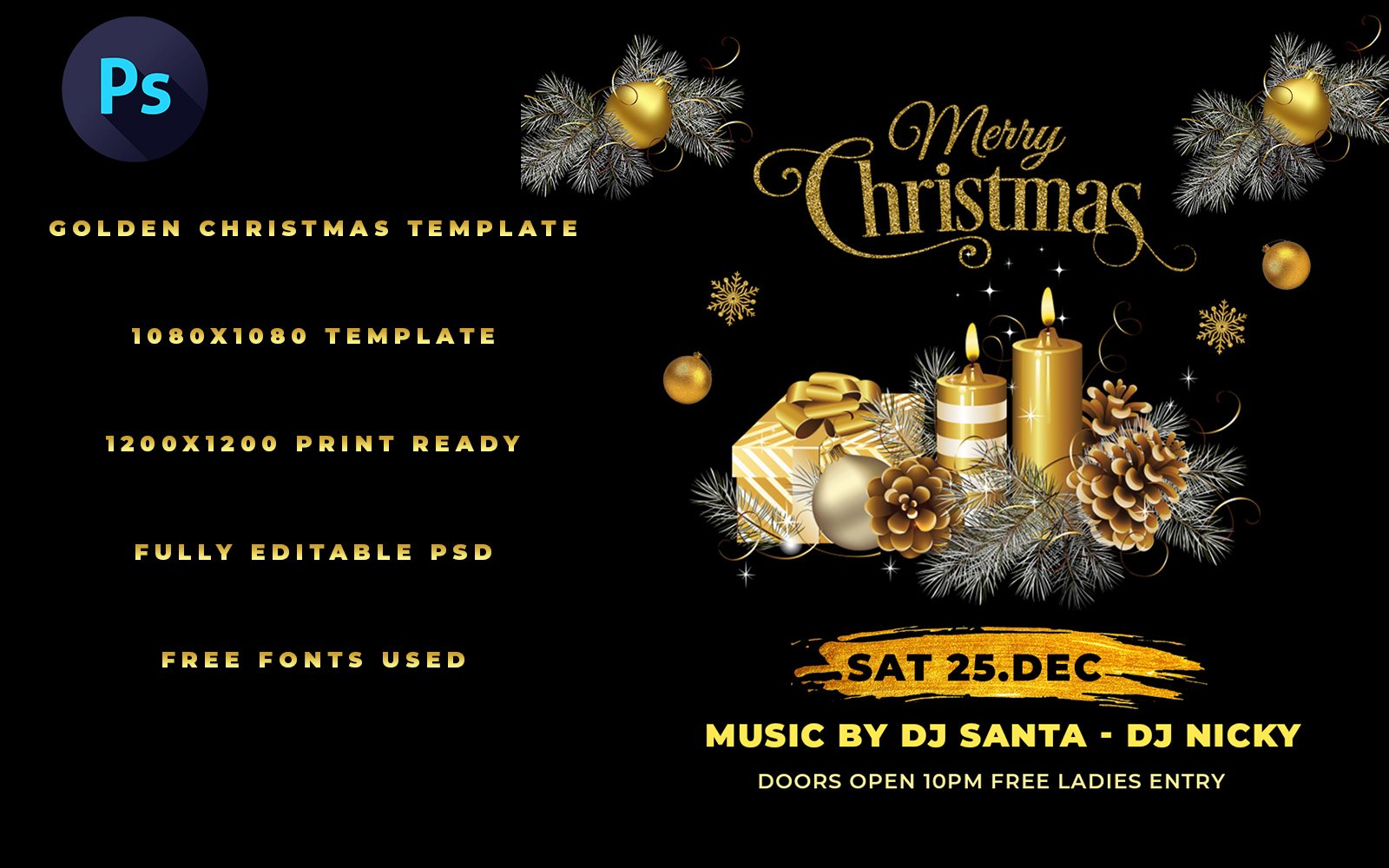 Template #218982 Christmaschristmasgoldenflyerchristmas Flyerinstagram Webdesign Template - Logo template Preview