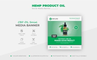 Cannabis CBD Oil Hemp Product Sale Promotion Social Media Post Or Web Banner Template