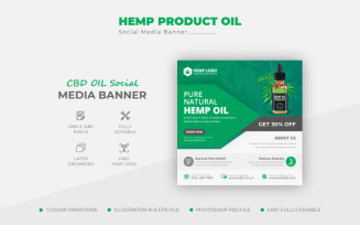 Cannabis Hemp Product CBD Oil Social Media Post Banner Template