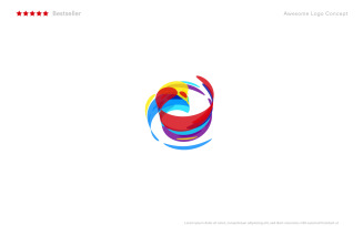 Colorful Dynamic Circle Logo Template, Abstract Spin Paint for art Gallery