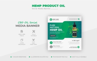 Green Hemp Product CBD Oil Social Media Post Design Banner Template