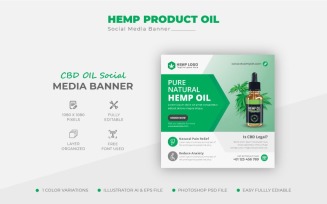 Hemp Product CBD Oil Social Media Post Banner Template