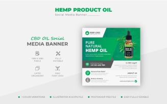 Hemp Product CBD Oil Social Media Post Promotional Web Banner Template