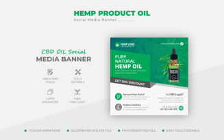 Modern Hemp Product CBD Oil Social Media Post Banner Template