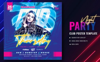 Night Party Flyer Square Template Social Media Free