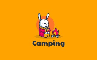 Bunny Camping Cartoon Logo