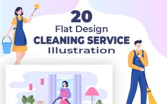 20 Cleaning Service Flat Design Illustration
