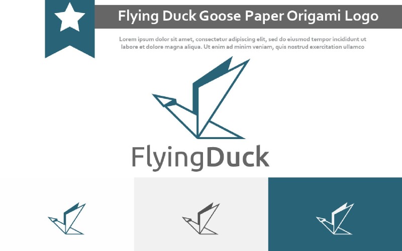Flying Duck Goose Paper Origami Style Line Logo Logo Template