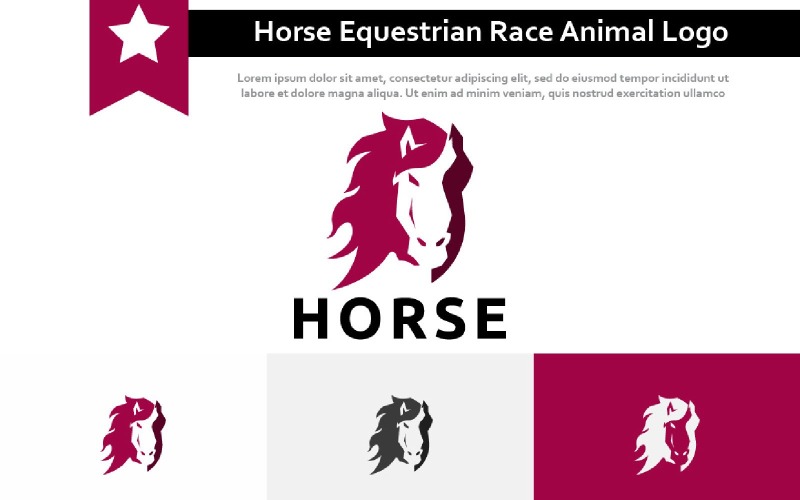 Horse Head Equestrian Race Nature Animal Abstract Logo Logo Template