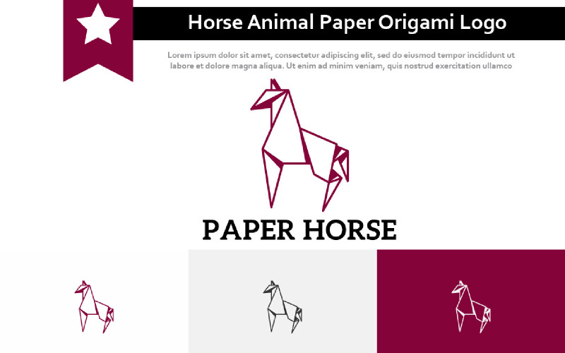Horse Nature Animal Paper Origami Style Abstract Logo Logo Template