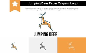 Jumping Deer Nature Animal Paper Origami Style Line Logo