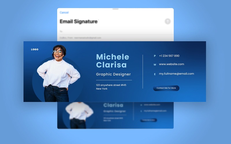 Navy Blue Modern Email Signature Template UI Element