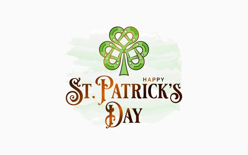 Patrick Day Gold Clover On White Background. Corporate Identity