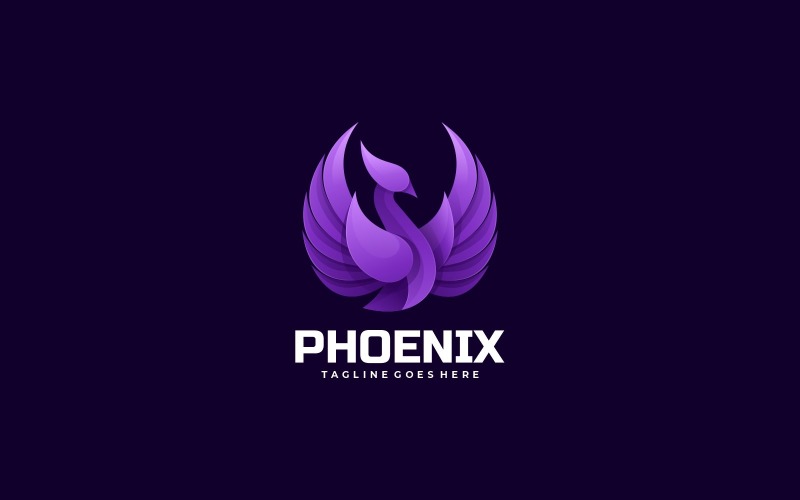 Phoenix Bird Gradient Color Logo Style Logo Template
